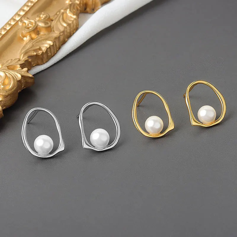 Irregular Pearl Hoop Earrings