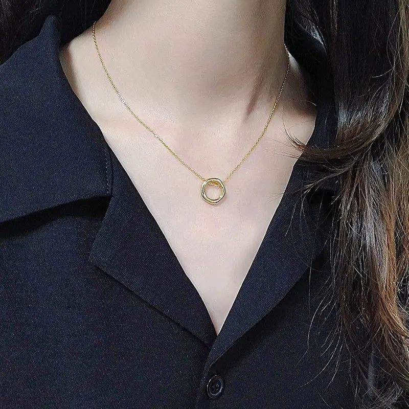 Irregular Hoop Shape Pendant Necklaces