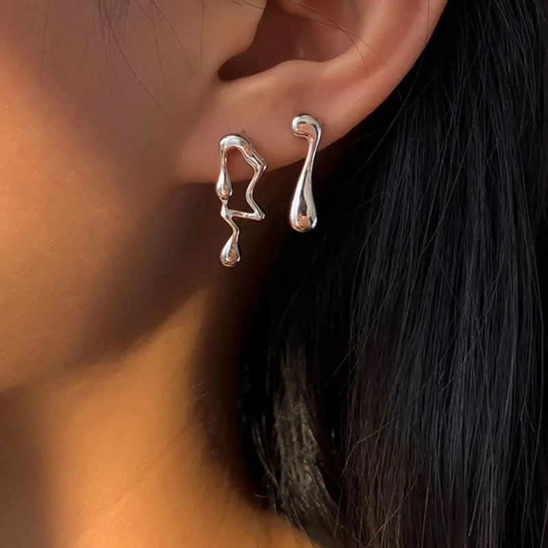 Mercury Irregular Asymmetrical Earrings Set