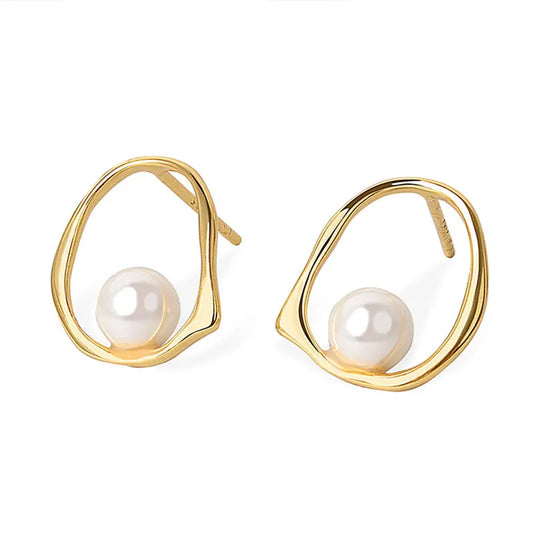 Irregular Pearl Hoop Earrings