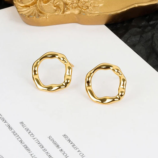 ICHORS Molten Fluid Contemporary jewelry Irregular Hollow Round Earrings