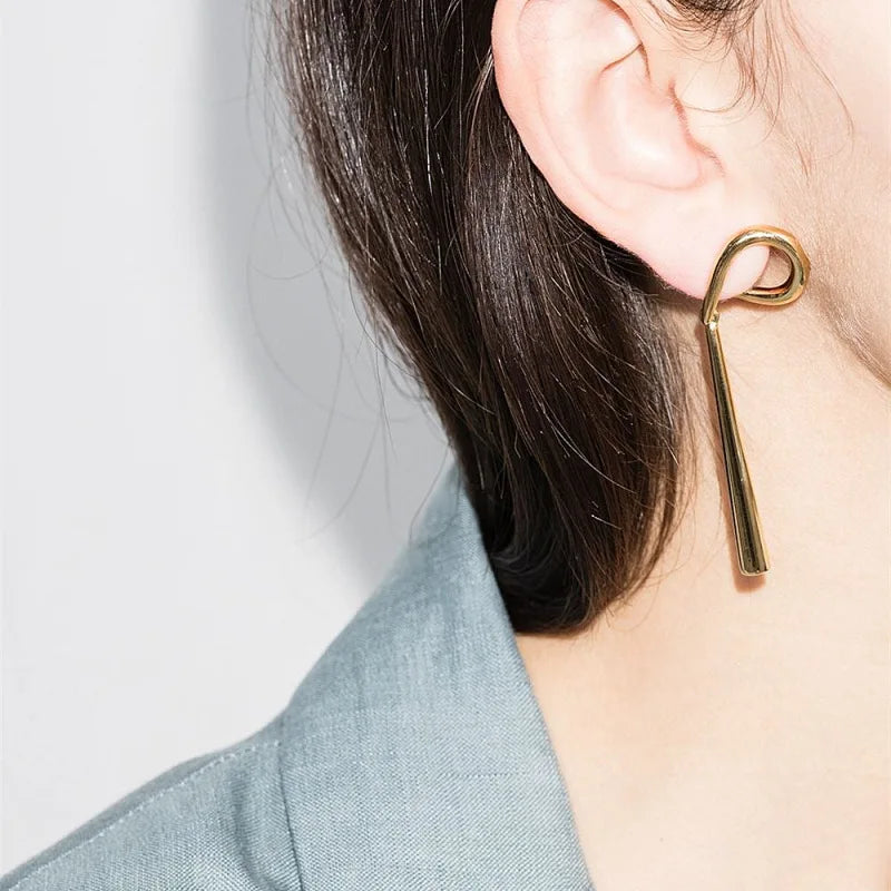 Stroke Drop Tassel Earrings