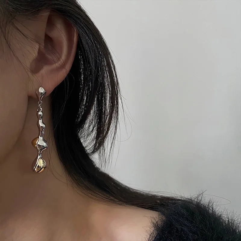 Two-tone Irregular Drop Earrings