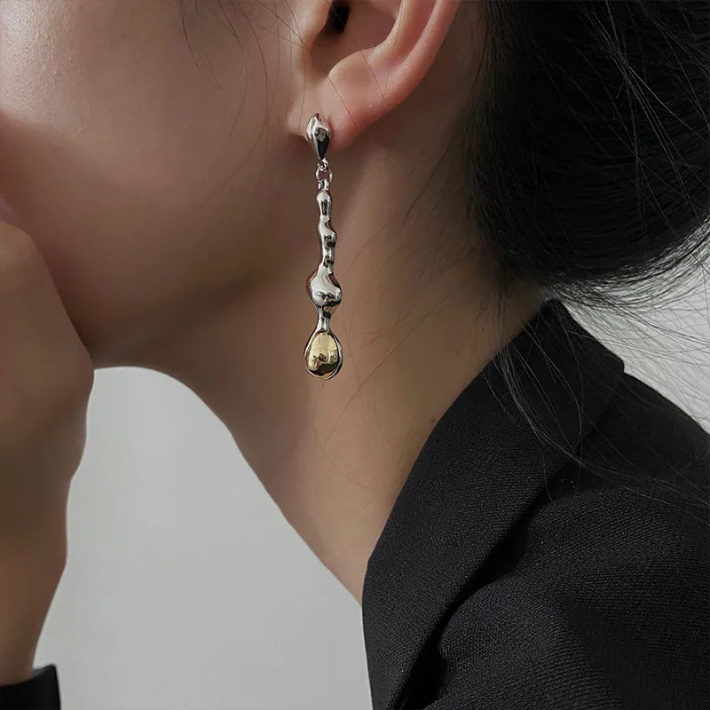 Two-tone Irregular Drop Earrings